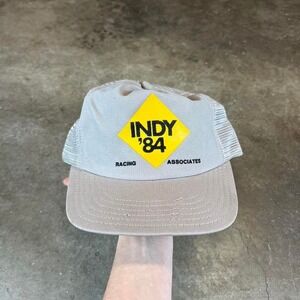 Grey and yellow vintage 80s Indy 84 trucker cap